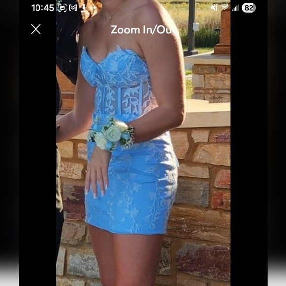 Blue Lace Strapless Dress Sz SM - Picture 2 of 5